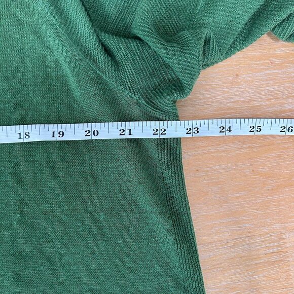 J Jill Dress Womens Large Green Linen Blend 3/4 Sleeve V Neck Pocket Pullover - Picture 9 of 10